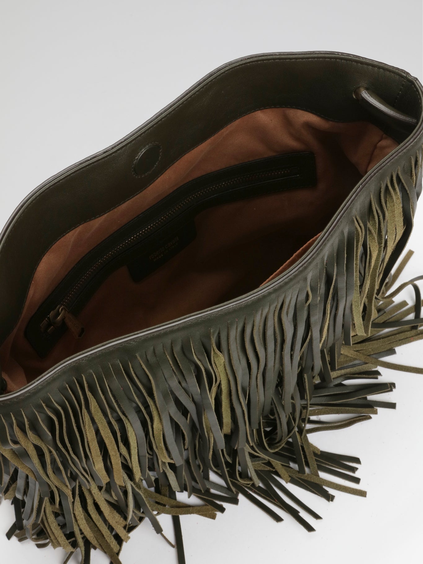 Green Olive Fringe Cascade Shoulder Bag