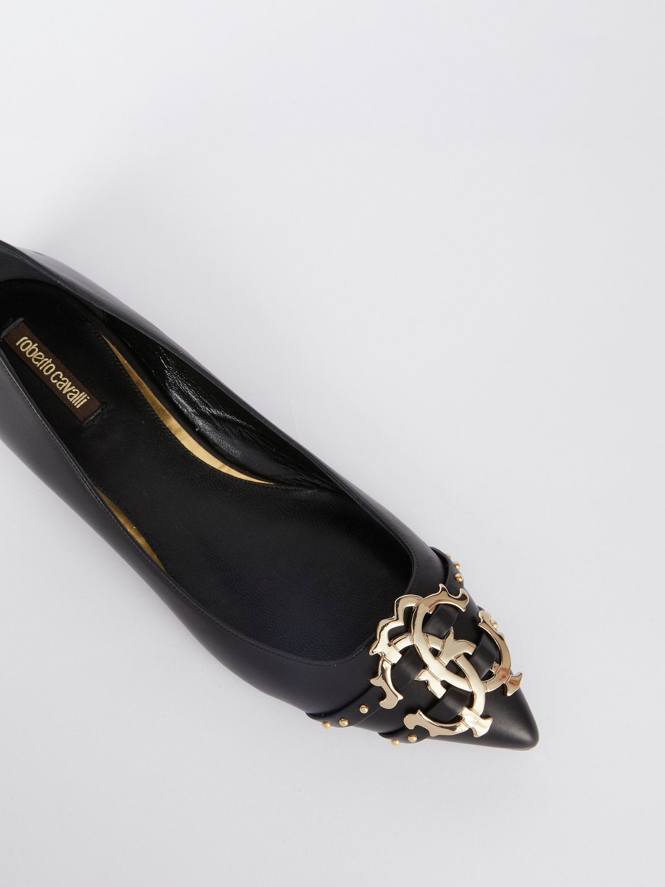 Черные кожаные балетки с монограммой