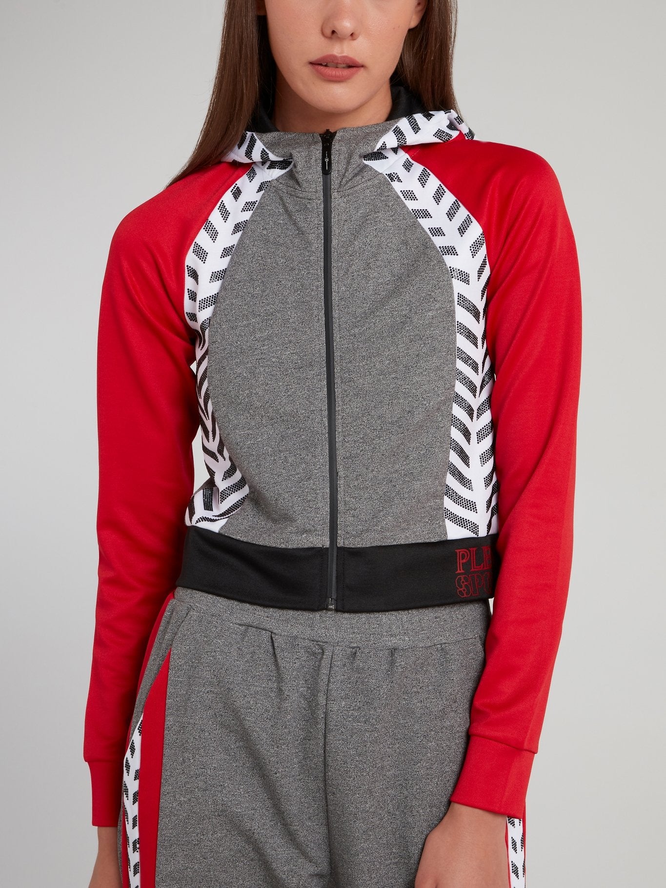 Хлопковая спортивная куртка с красными рукавами