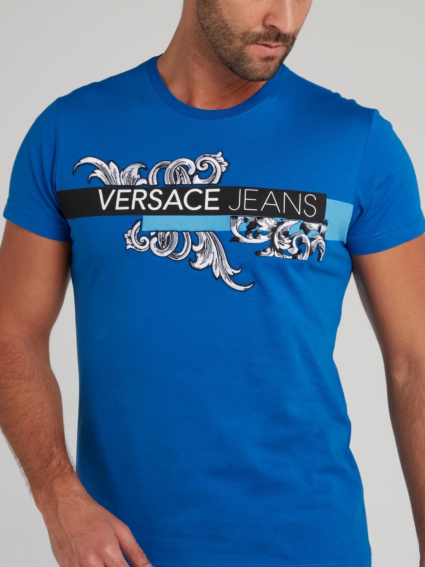 Синяя футболка из джерси с принтом Bernini