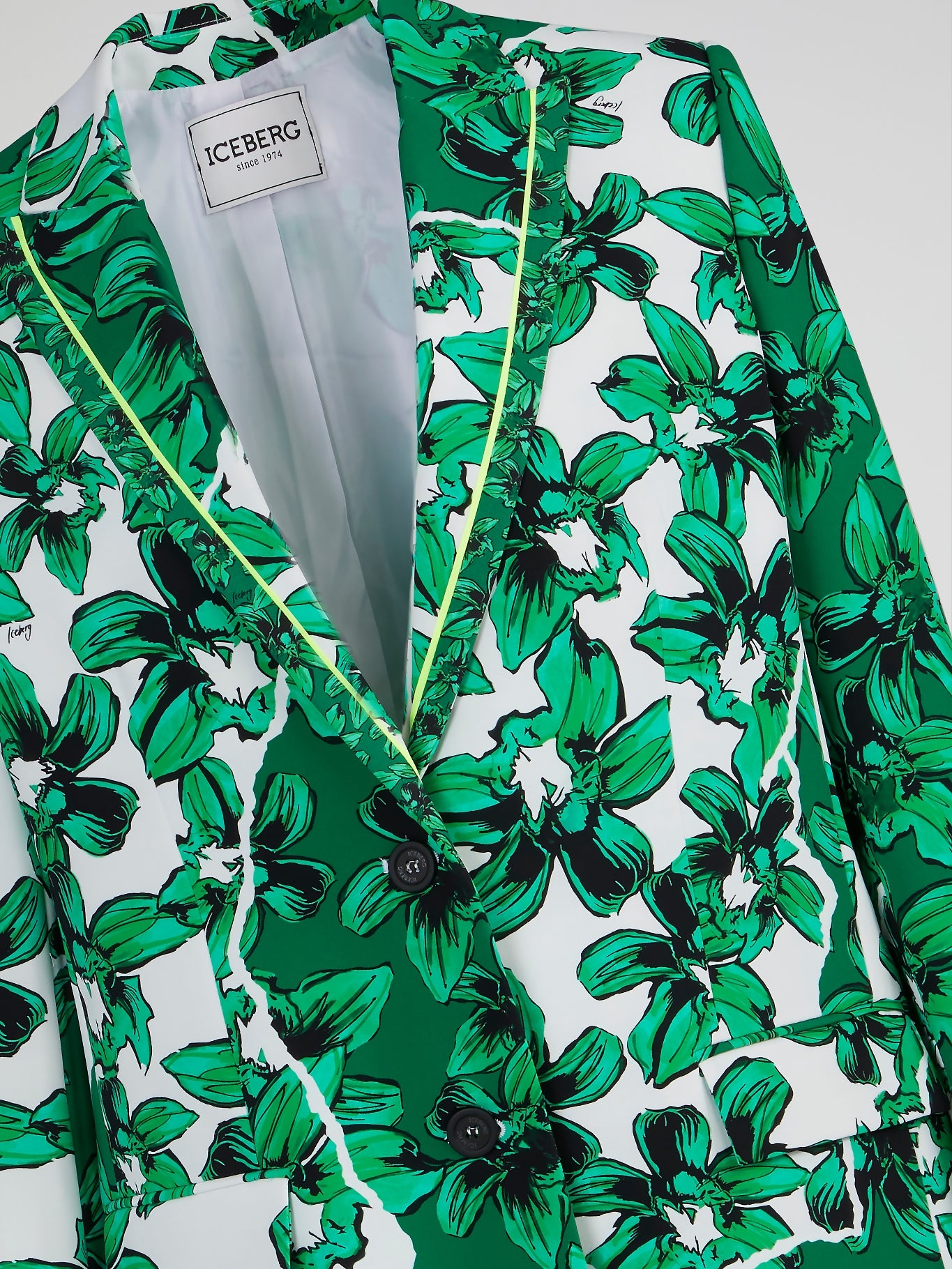 Green Floral Print Blazer