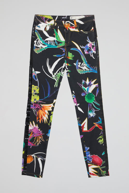 Tropical Black Botanical Jeans