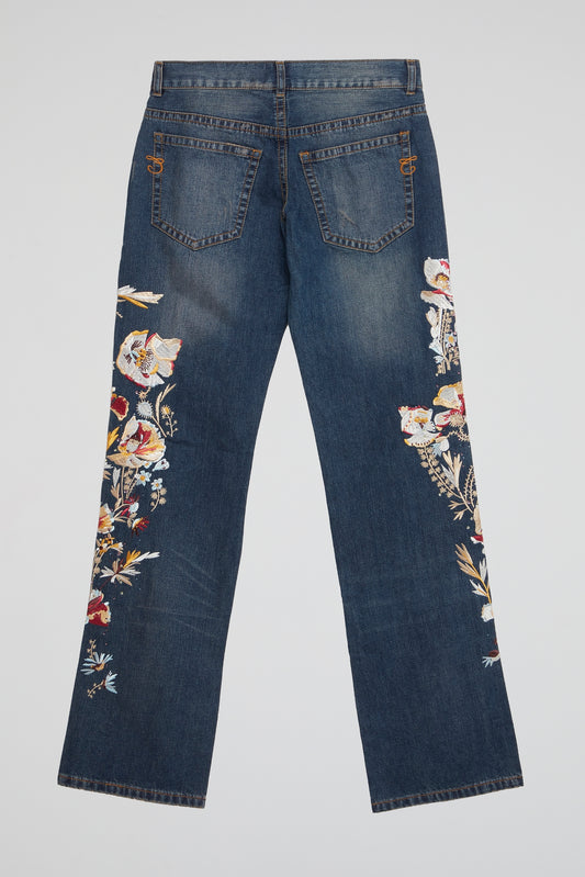 Faded Bloom Embroidered Denim Jeans