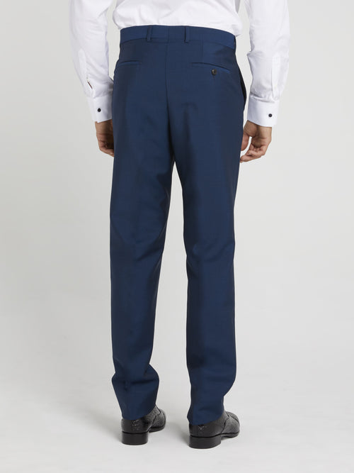 Темно-синий классический строгий костюм