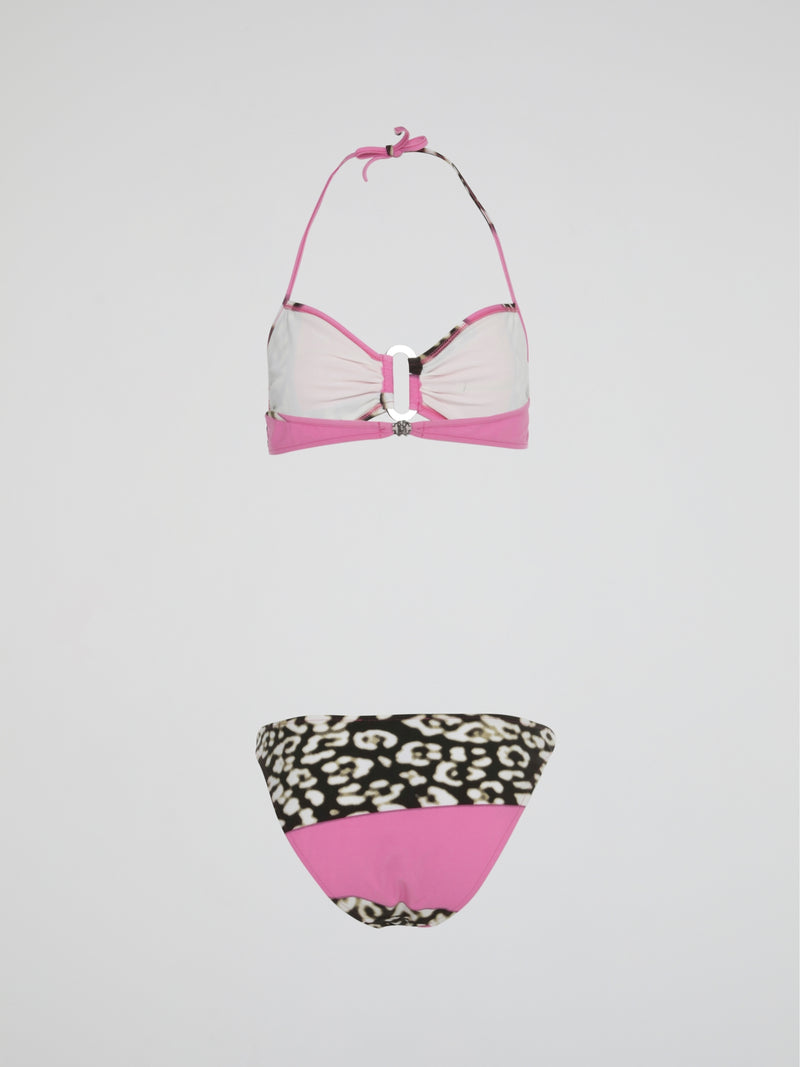 Pink Leopard Print Bikini Set