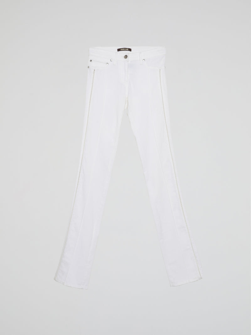 White Straight Cut Pants