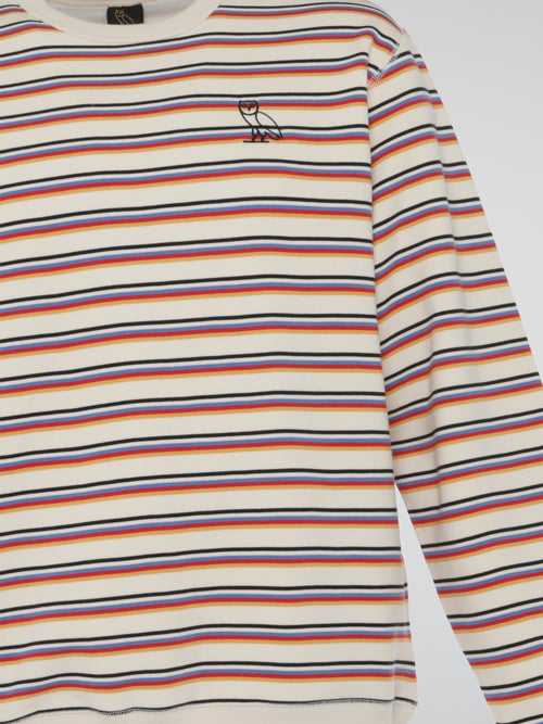 Beige Multi Stripe Long Sleeve Shirt