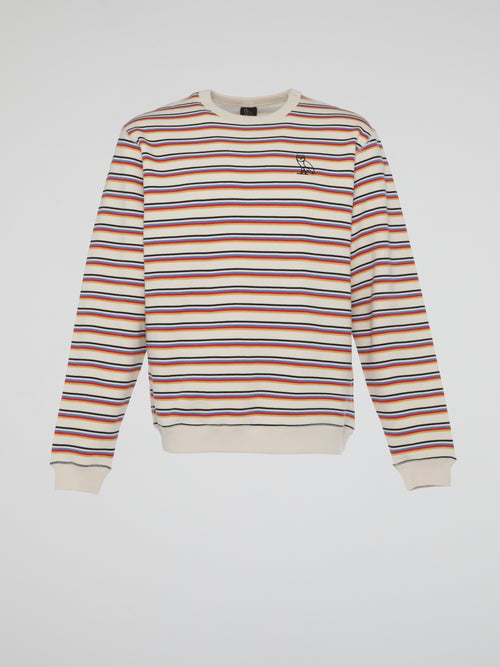Beige Multi Stripe Long Sleeve Shirt