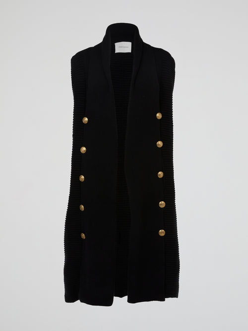 Black Double-Breasted Knit Vest