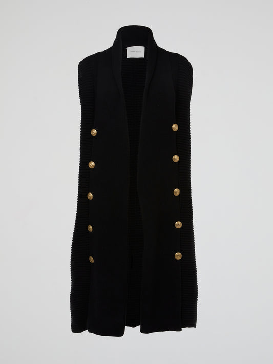 Black Double-Breasted Knit Vest