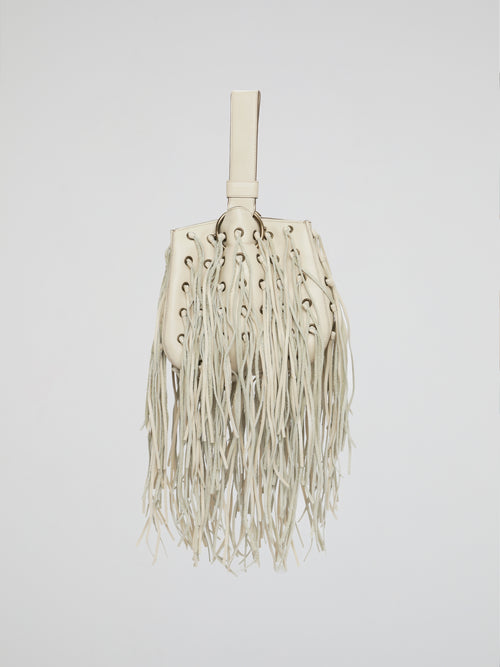 White Ivory Fringe Wristlet Bag