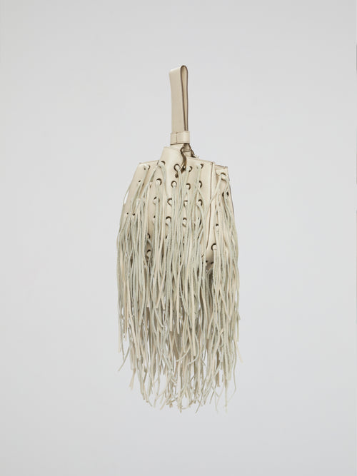 White Ivory Fringe Wristlet Bag