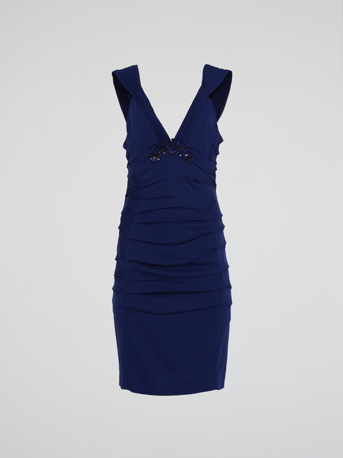 Navy Plunge Mini Dress