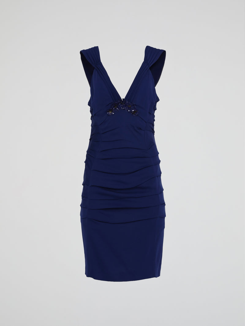 Navy Plunge Mini Dress