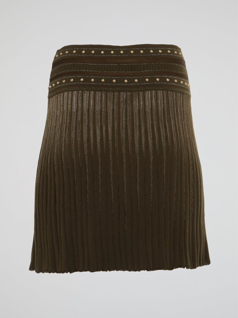 Olive Accordion Mini Skirt