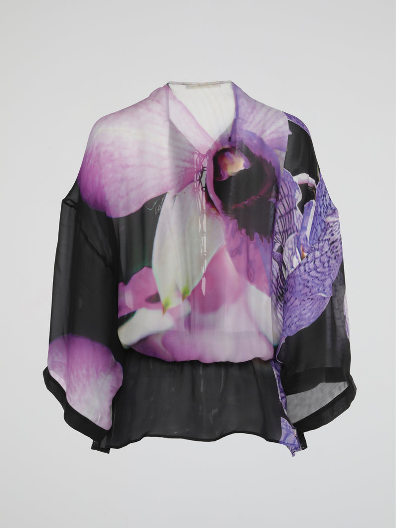 Midnight Orchid Embellished Sheer Kaftan