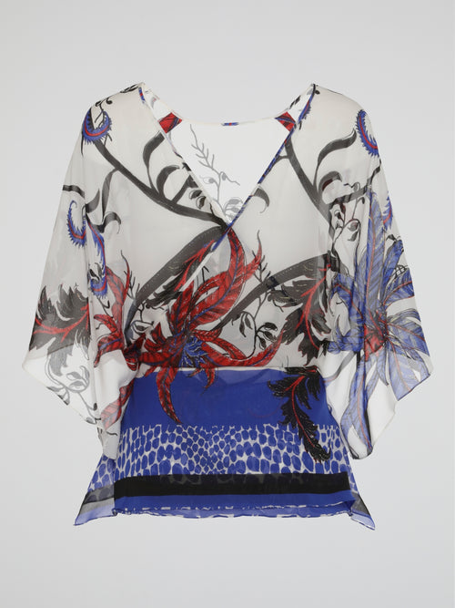 Scarlet Breeze Sheer Wrap Kaftan Top