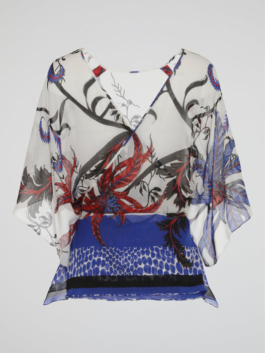 Scarlet Breeze Sheer Wrap Kaftan Top