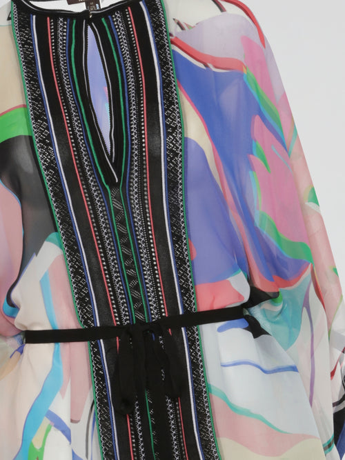 Prismatic Flow Sheer Belted Kaftan