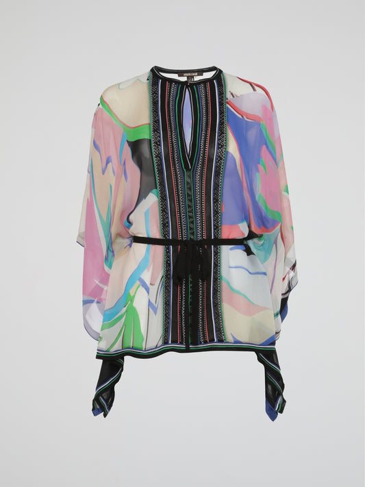 Prismatic Flow Sheer Belted Kaftan