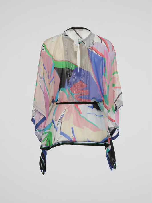 Prismatic Flow Sheer Belted Kaftan