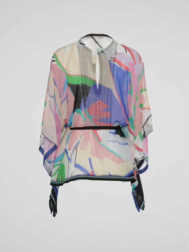 Prismatic Flow Sheer Belted Kaftan