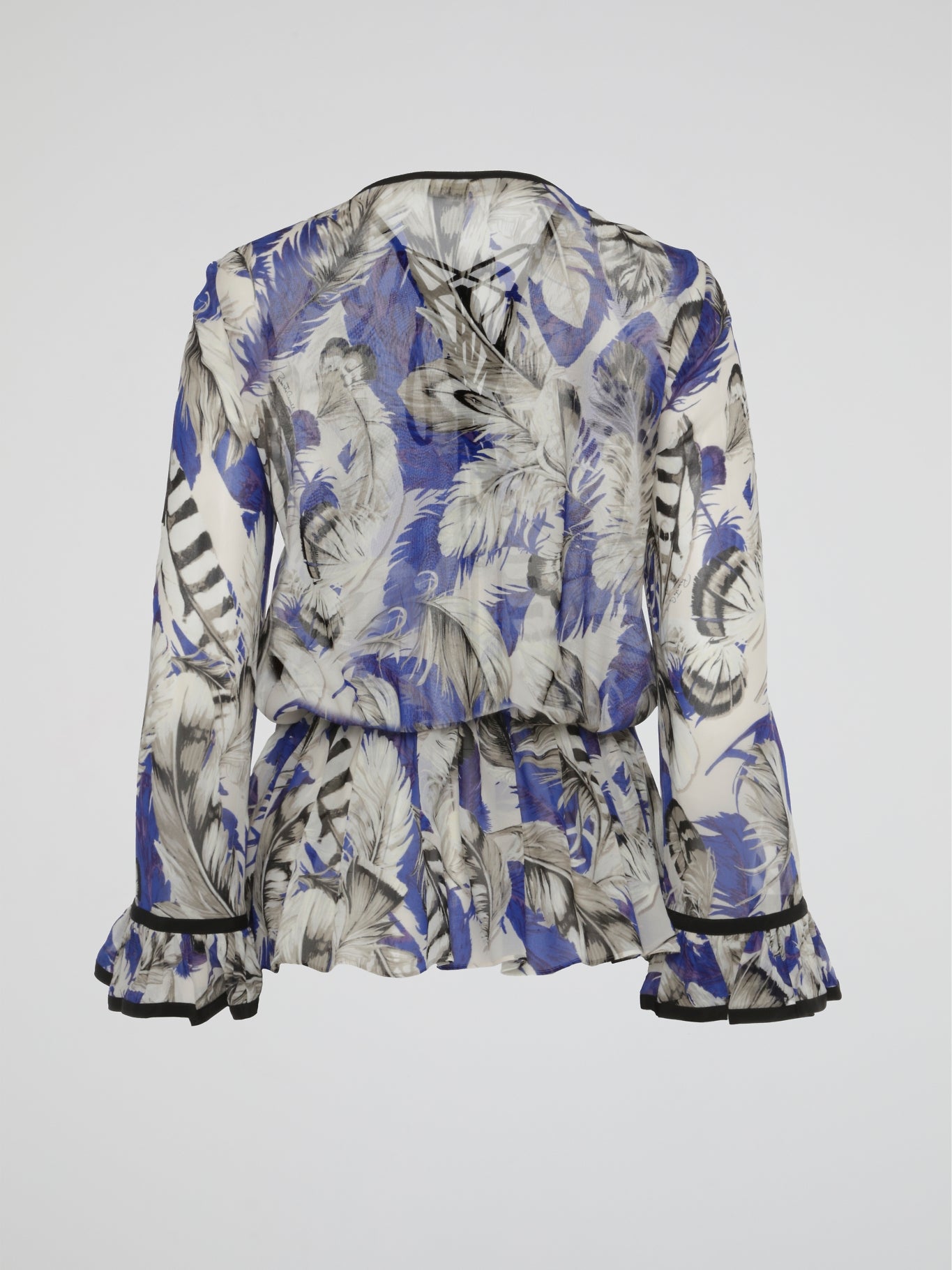 Moonlit Plume Sheer Lace-Up Kaftan