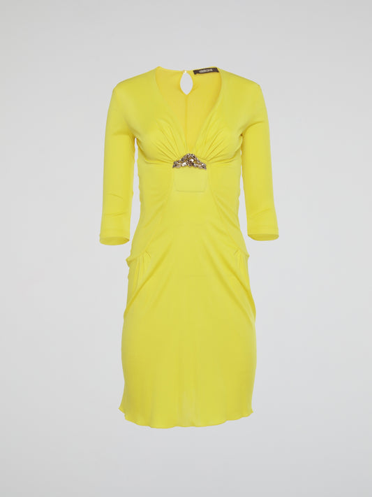 Yellow Plunge Mini Dress