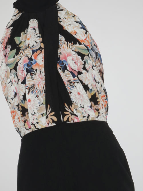 Floral Print Halter Neck Jumpsuit
