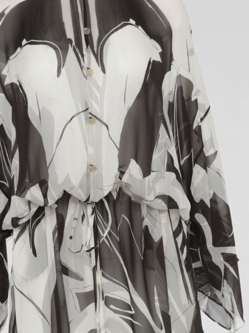Monochrome Mirage Sheer Kaftan