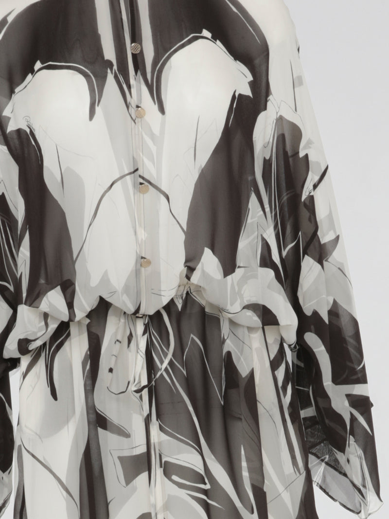 Monochrome Mirage Sheer Kaftan