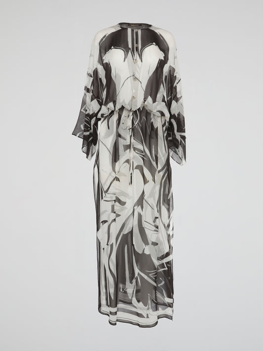Monochrome Mirage Sheer Kaftan