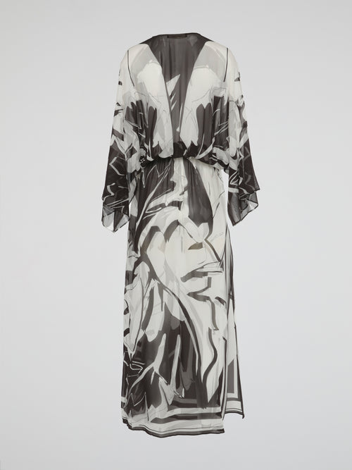 Monochrome Mirage Sheer Kaftan