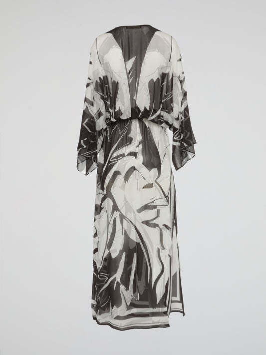 Monochrome Mirage Sheer Kaftan