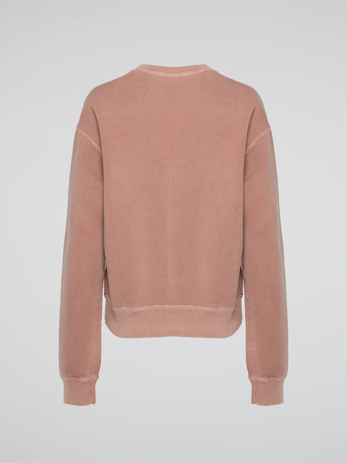 Pink Garment Dye Crop Top Crewneck Shirt