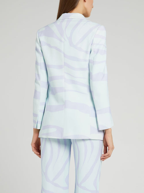 Светло-голубой пиджак с анималистическим принтом