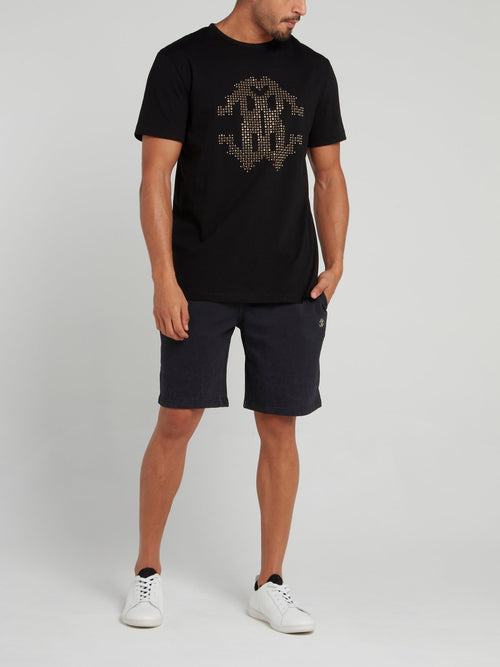 Черные шорты с леопардовым принтом