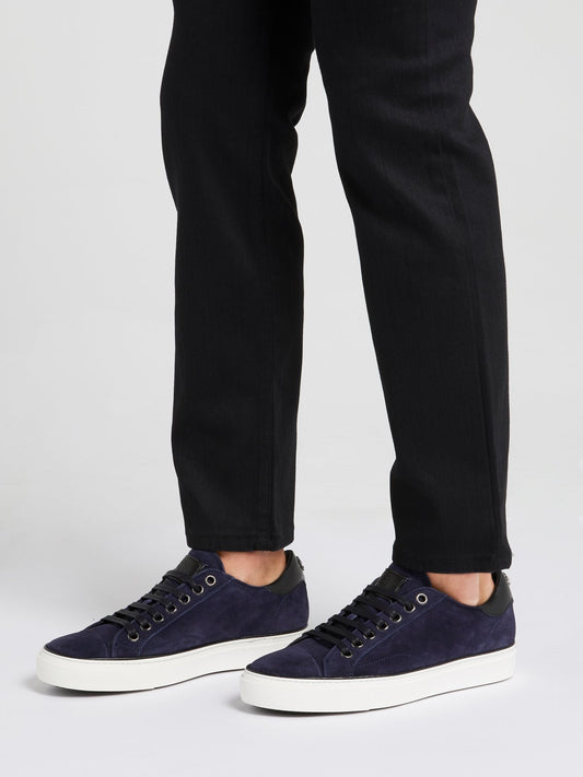 Темно-синие низкие замшевые кроссовки