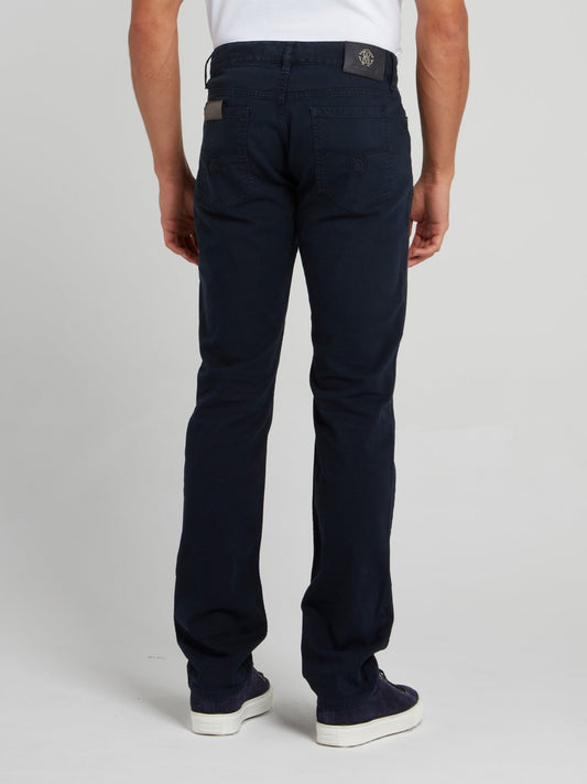 Темно-синие прямые джинсы