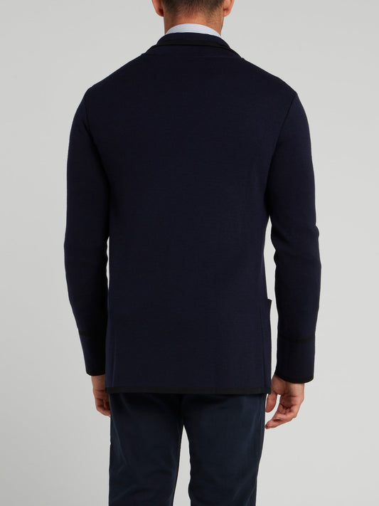 Темно-синий пиджак с вышивкой