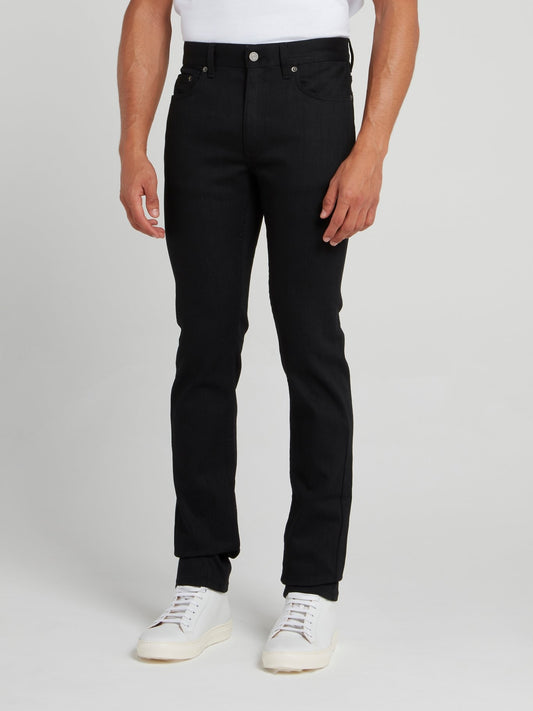 Черные джинсы скинни с вышивкой