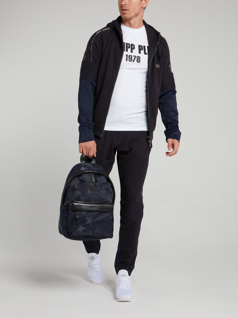 Темно-синяя спортивная куртка с рваной отделкой