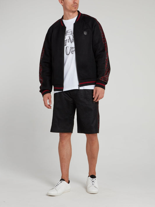 Черные шорты на шнуровке с перфорацией