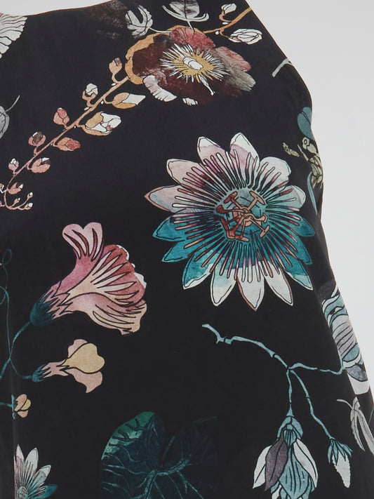 Black Blossom Cutout Maxi Dress