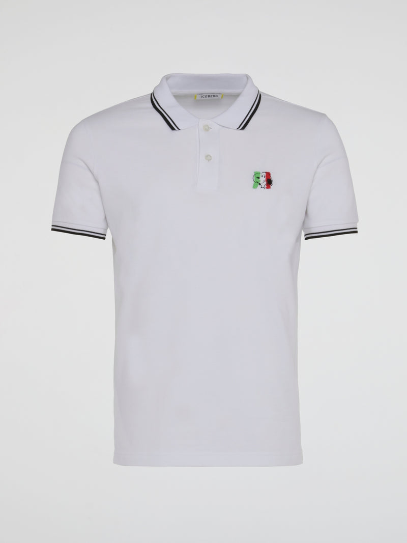 White Contrast Trim Polo Shirt