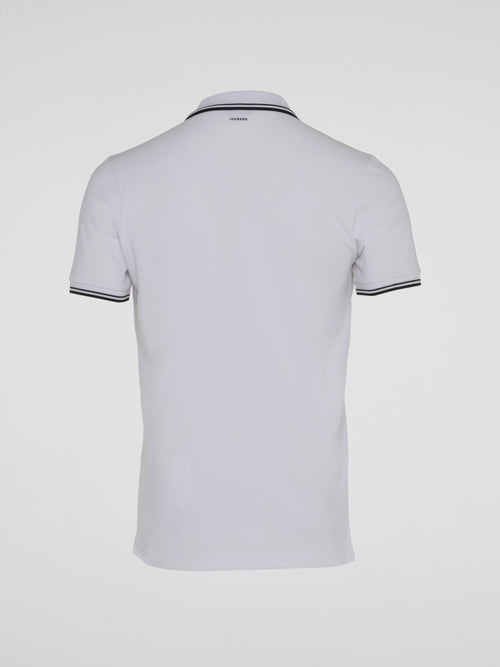 White Contrast Trim Polo Shirt