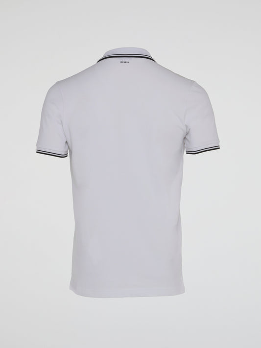 White Contrast Trim Polo Shirt