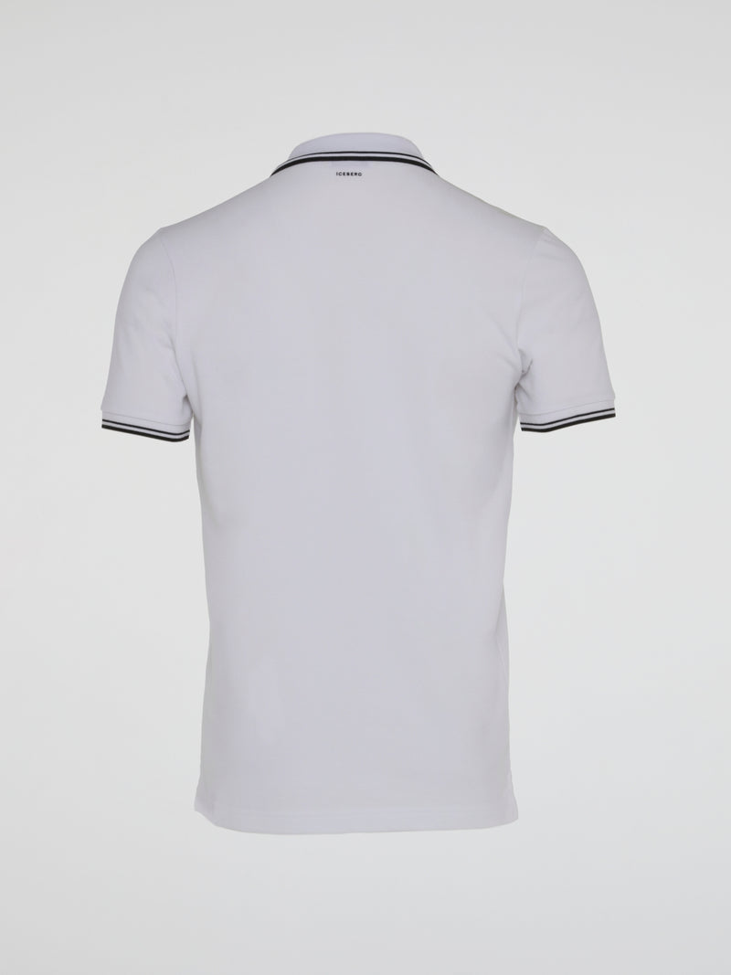 White Contrast Trim Polo Shirt