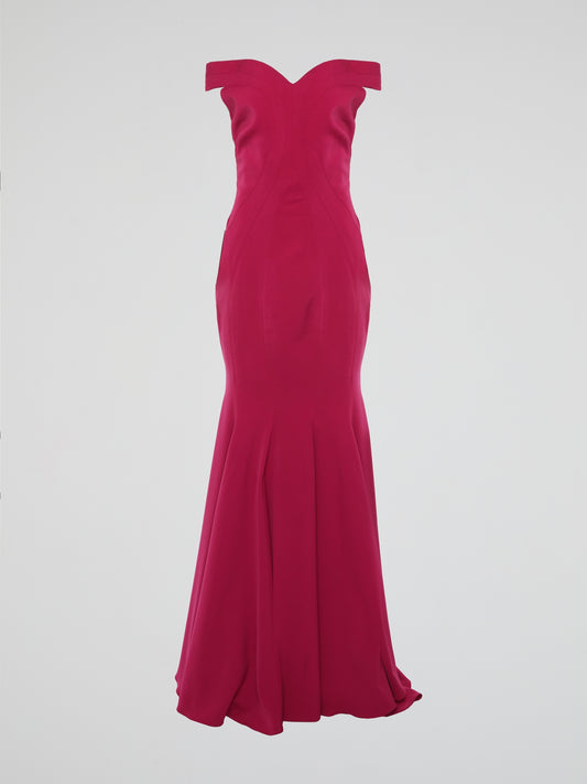 Pink Cold Shoulder Evening Dress