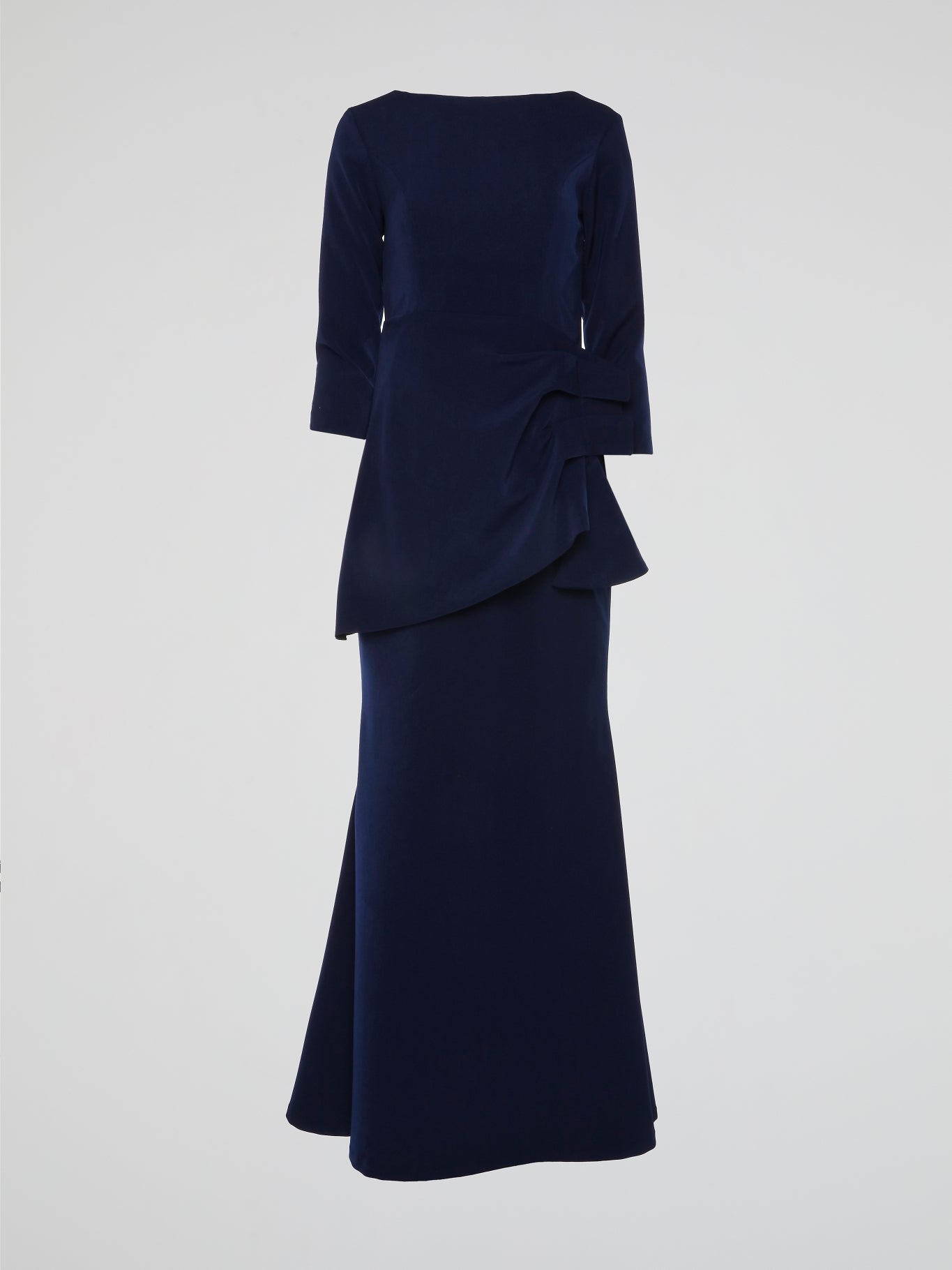Navy Long Sleeve Evening Dress
